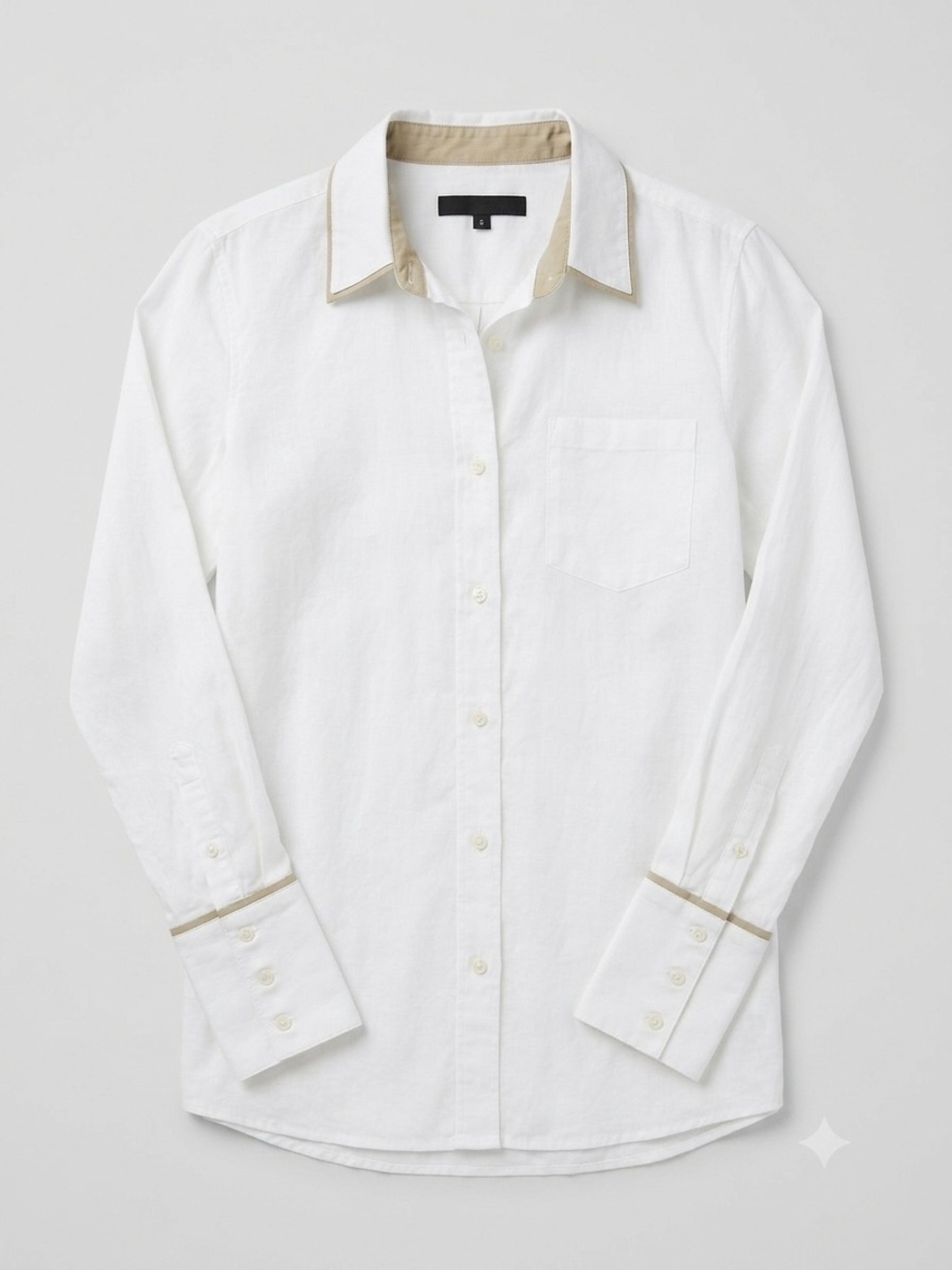 J Brand Luxury Silk Blend Button-Down Blouse White with Tan Lining - Size Small